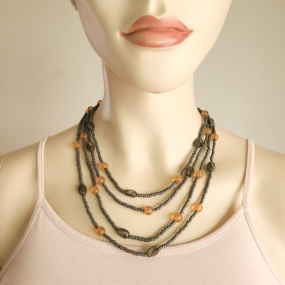 earth-tone beaded necklace